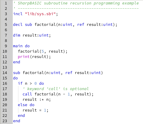 sharpbasic recursive programming